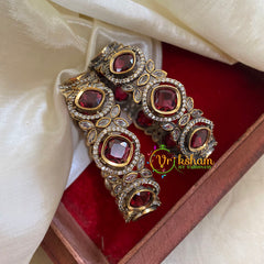 Red Victorian Diamond Bangles-VV1161