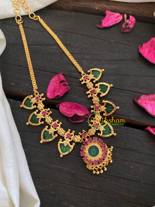 Gold Look Alike Palakka Neckpiece- 9 pendant-G3177