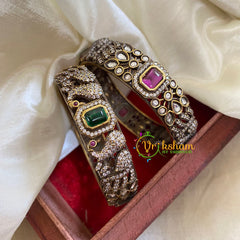 Pink Green Victorian Diamond Bangles-VV1162