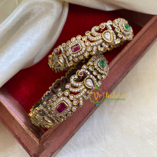 Pink Green Victorian Diamond Bangles-VV1157