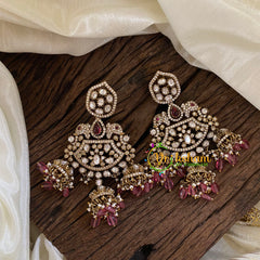 Red Victorian Diamond Danglers -VV1176