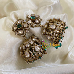 Green Victorian Diamond Jhumkas-VV1172