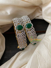 Premium Gold American Diamond Bangles-Emerald Green-G4108