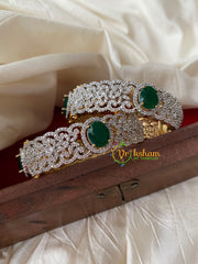Premium Gold American Diamond Bangles-Emerald Green-G4108