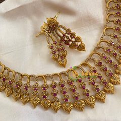 Designer Gold Choker Short Neckpiece -G7819