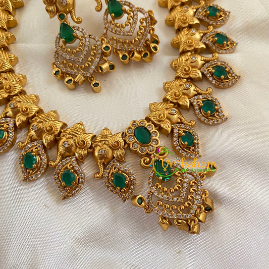 Premium Ganesh Choker -Temple Short Neckpiece -G7822