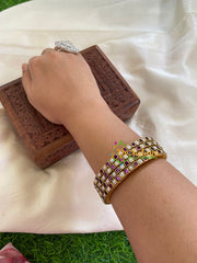 Thin Silk Thread Kundan Bangle -Purple white-Square-G6151