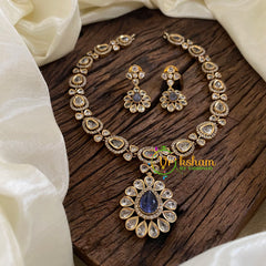 Blue Victorian Diamond Short Neckpiece -VV1273