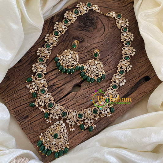 Green Victorian Diamond Haram -Long Neckpiece-VV1274