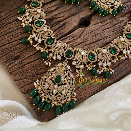 Green Victorian Diamond Haram -Long Neckpiece-VV1274