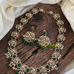 Green Victorian Diamond Haram -Long Neckpiece-VV1274