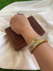 Silk Thread Kada Kundan Bangle -White Purple-Squares-G6254