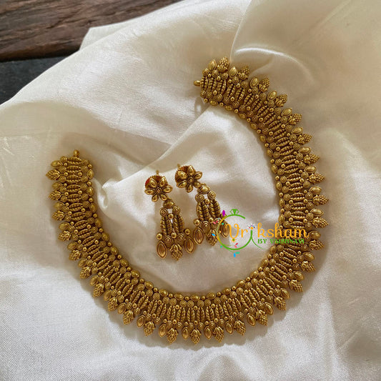 Premium Gold Look Alike Choker Short Neckpiece -Leaves-G7825