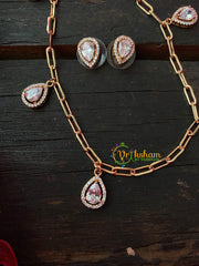 Daily Wear AD Stone Pendant Chain-Pear 5 Pendants Chain- G4123