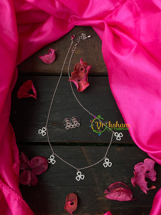 Daily Wear AD Stone Pendant Chain-5 Pendants-Heart Flower- G4179