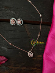 Designer Daily Wear AD Stone Pendant Chain- Pear Shape Pendant- G4115