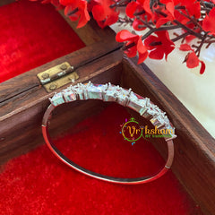 White Tone American Diamond Bracelet-Floral Square-G3242