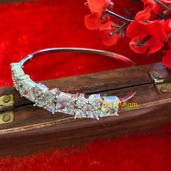 White Tone American Diamond Bracelet-Floral Square-G3242