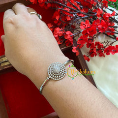 White Tone American Diamond Bracelet-Round-G3246