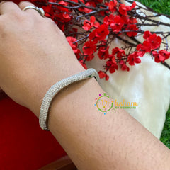 White Tone American Diamond Bracelet-Curvy-G3244