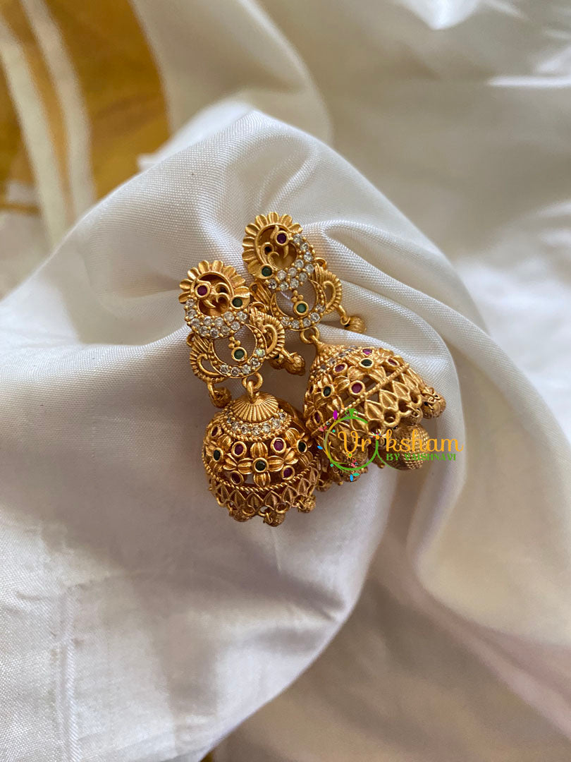 Premium AD Stone Jhumkas - G7484