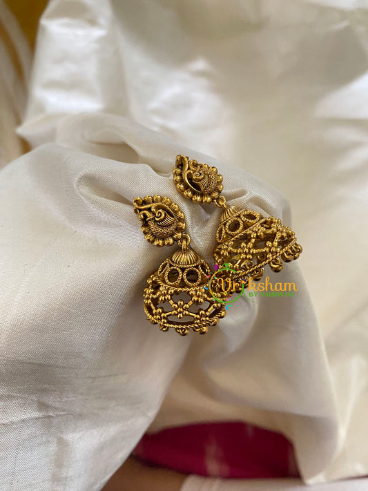 Premium Antique Peacock Jhumkas - G7469