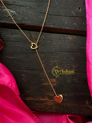 Gold Tone Heart in heart Pendant Chain-G4120