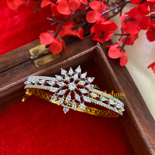 Floral American Diamond Bracelet-Gold Tone-g3272