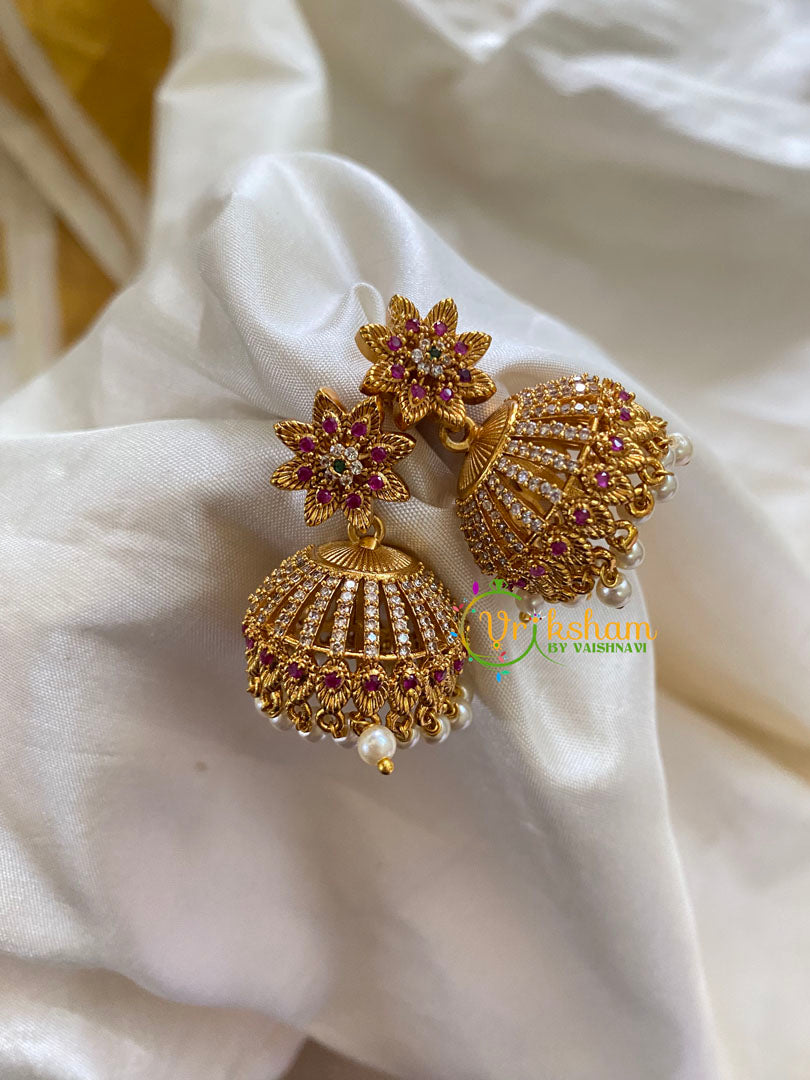 Premium AD Stone Jhumkas - G7481