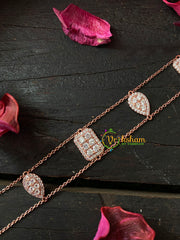 Rose Gold Daily Wear AD Stone Bracelet Chain-Pear Rectangle-G4163