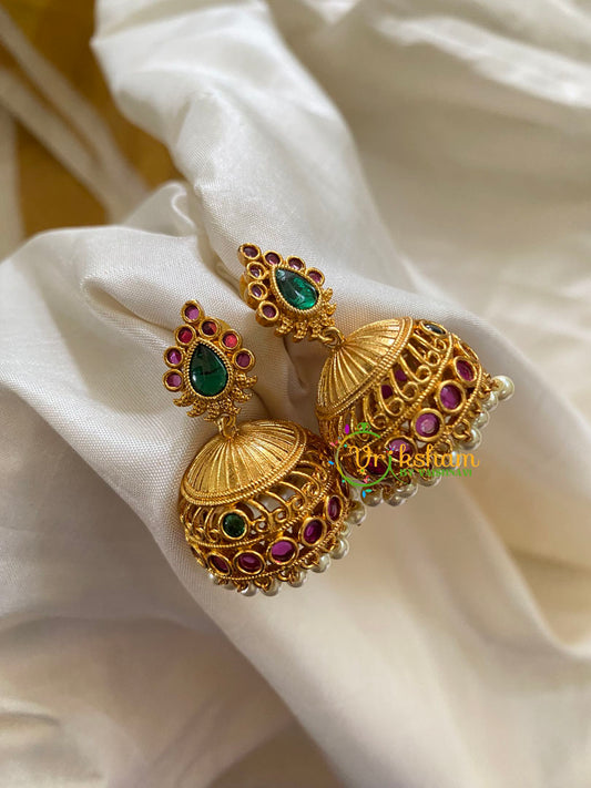 Premium AD Stone Jhumkas - G7479