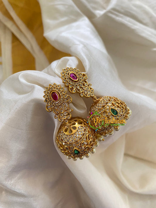 Premium AD Stone Jhumkas - G7477