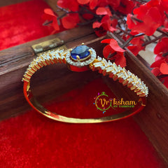 Gold Tone American Diamond Bracelet-Blue Oval-G3269