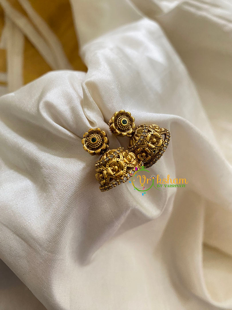 Premium Antique Peacock Jhumkas - G7467