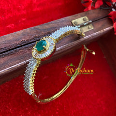 Gold Tone American Diamond Bracelet-Round Green-G3265