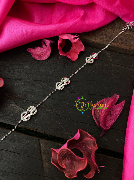 Silver Daily Wear AD Stone Bracelet Chain-Loop-G4152