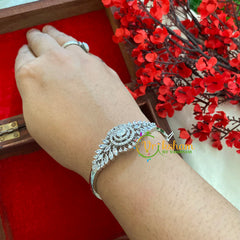 White Tone AD Stone Bracelet-Oval Floral-G3258