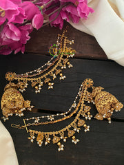 Gold Look Alike Jhumkas Ear chains-G2691
