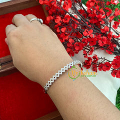 White Tone Diamond Shape AD Stone Bracelet-G3256