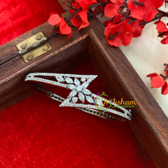 White Tone 'Z' Floral American Diamond Bracelet-G3254