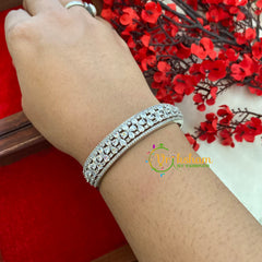 White Tone Floral American Diamond Bracelet-G3253
