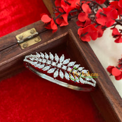 White Tone American Diamond Bracelet-Floral-G3245