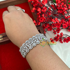 Broad White Tone American Diamond Bracelet-1-G3247
