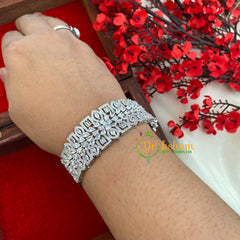 Broad White Tone American Diamond Bracelet-2-G3248
