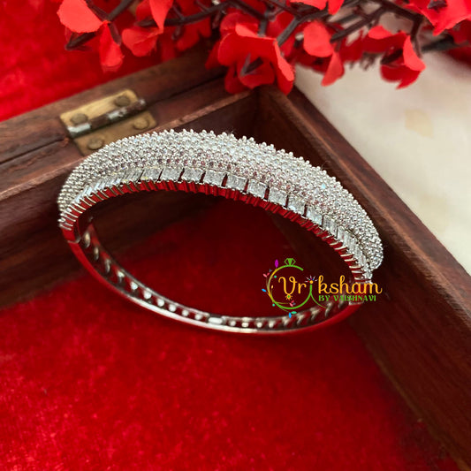 Broad White Tone American Diamond Bracelet-3-G3249