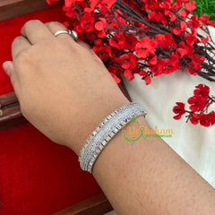 Broad White Tone American Diamond Bracelet-3-G3249