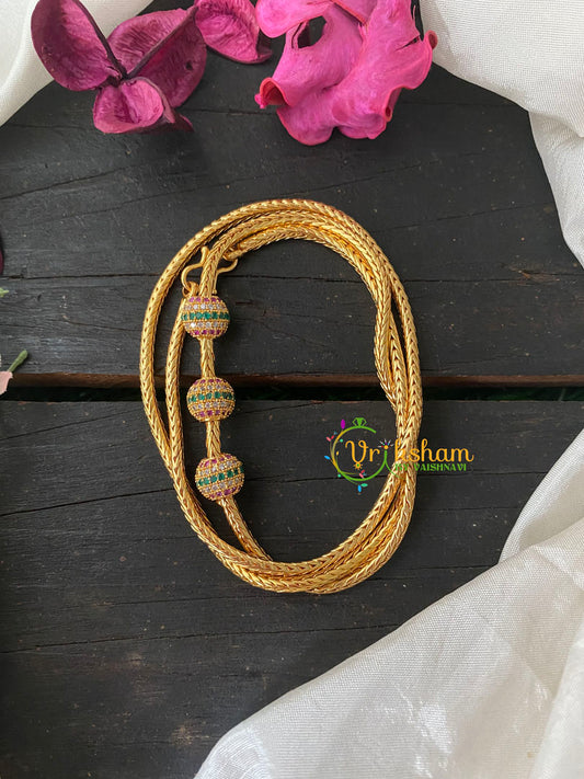 Traditional AD Stone Mogappu Chain-Red White Green-Round 2-G4225