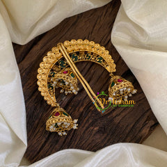 Arch Shaped Single Jada Billai -Red Green-Bun Billai-G10246