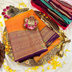 Orangish Yellow with Purple Kanchi Silk -VS1580