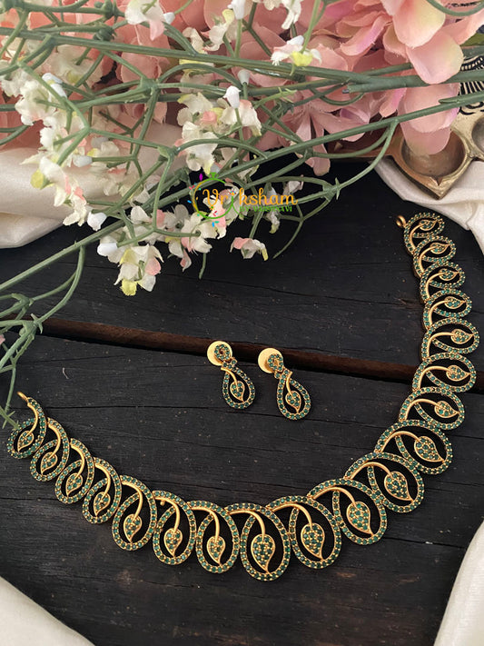 Green CZ Stone Choker Neckpiece -G2806